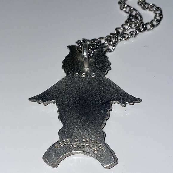 Reed and Barton Owl Pendant Necklace Blue Swirl Jelly Belly Pewter Bird Boxed N8 - Picture 9 of 16